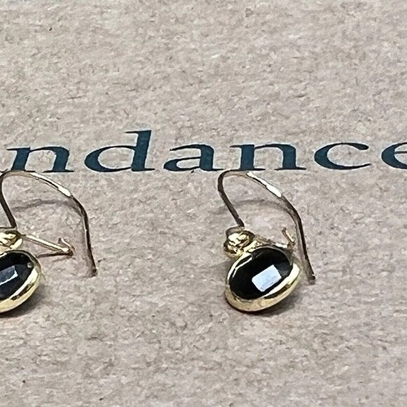 Sundance $78 NEW 3/4" BLACK ONYX 12kt Gold GF Leo Capricorn Birthstone Earrings - Picture 5 of 6